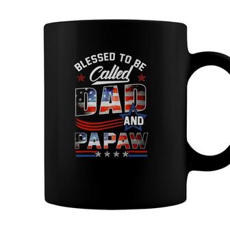 Mens Blessed To Be Called Dad And Papaw Fathers Day American Flag Coffee Mug - Seseable