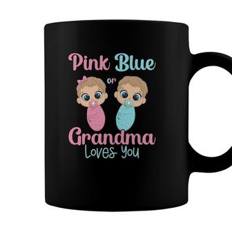 Mens Cute Pink Or Blue Grandma Loves You - Gender Reveal Party Coffee Mug - Seseable