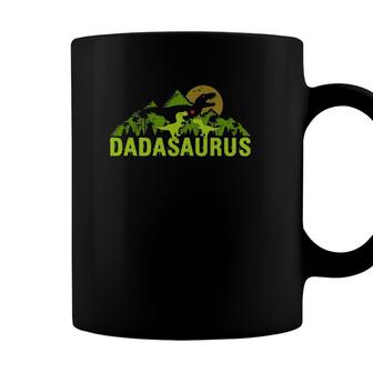 Mens Dada Saurus 2 Kids Dad Dinosaur Xmas Dadasaurus Fathers Day Coffee Mug - Seseable