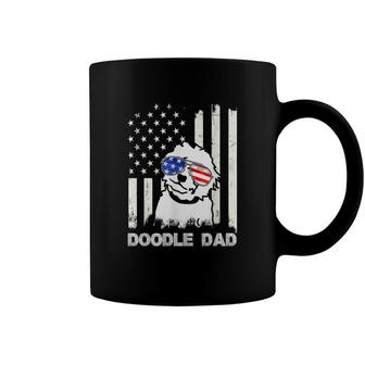 Mens Doodle Dad Us Flag Goldendoodle Dog Dad 4Th Of July Coffee Mug - Seseable