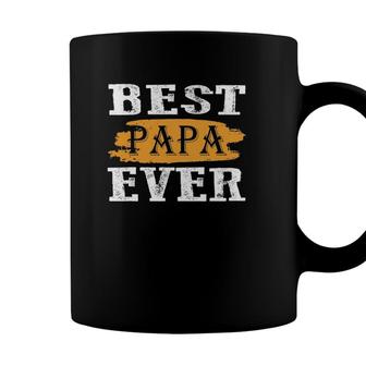 Mens Fathers Day Best Papa Ever Grunge Coffee Mug - Seseable
