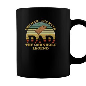 Mens Fathers Day Funny Vintage Dad Man Myth Cornhole Legend Coffee Mug - Seseable