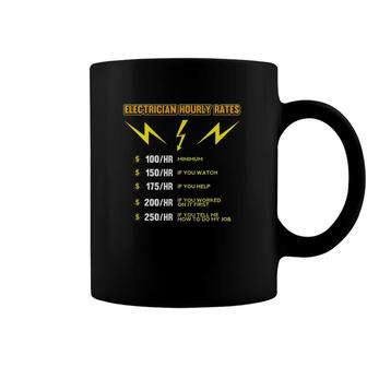 Mens Funny Electrician Hourly Rate Coffee Mug | Mazezy