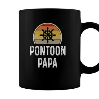 Mens Funny Pontoon Papa Boat Owner Gifts Grandpa Dad Retro Coffee Mug - Seseable