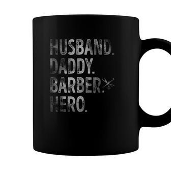 Mens Husband Daddy Barber Hero Funny Barber Dad Fathers Day Coffee Mug - Seseable