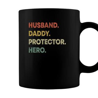 Mens Husband Daddy Protector Hero Dad Fathers Day Coffee Mug - Seseable