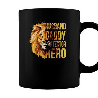 Mens Husband Daddy Protector Hero Fathers Day Flag Usa Coffee Mug - Seseable