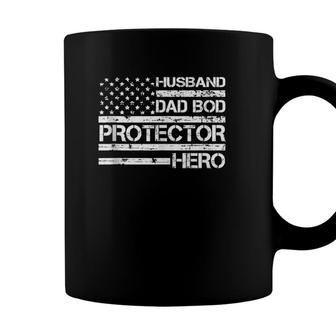 Mens Husband Daddy Protector Hero Fathers Day Funny Dad Bod Coffee Mug - Seseable
