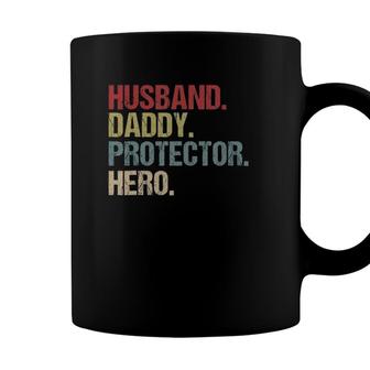 Mens Husband Daddy Protector Hero Gift For Men Dad Father Coffee Mug - Seseable