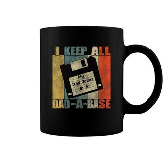 Mens I Keep All My Dad Jokes In A Dad-A-Base Vintage Fathers Day Coffee Mug - Seseable