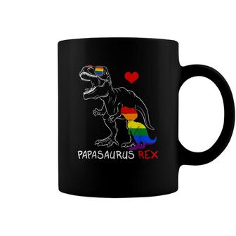 Mens Lgbt Papasaurus Daddy Rex Gay Pride Proud Dad Fathers Day Coffee Mug - Seseable