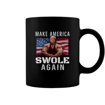 Mens Make America Swole Again Funny Trump Lifting Coffee Mug - Monsterry