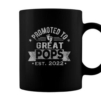 Mens Men Promoted To Great Pops 2022 Grandpa Papa Pop Pop Retro Coffee Mug | Seseable UK