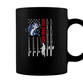 Mens Mens Vintage Fishing Dad Usa Flag Reel Cool Dad Fathers Day Coffee Mug | Seseable CA