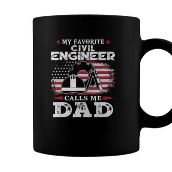 Mens My Favorite Civil Engineer Calls Me Dad Usa Flag Father Gift Coffee Mug - Seseable
