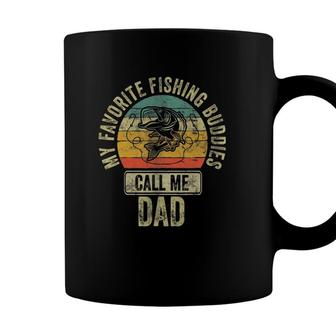 Mens My Favorite Fishing Buddies Call Me Dad Fisherman Coffee Mug - Seseable