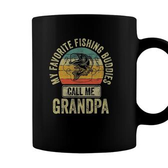 Mens My Favorite Fishing Buddies Call Me Grandpa Fisherman Coffee Mug - Seseable