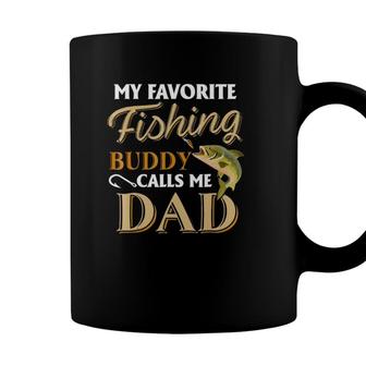 Mens My Favorite Fishing Buddy Calls Me Dad - Fish Coffee Mug - Seseable