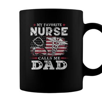 Mens My Favorite Nurse Calls Me Dad Usa Flag Dad Father Gift Coffee Mug - Seseable