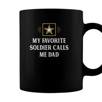Mens My Favorite Soldier Calls Me Dad Vintage Style Coffee Mug - Seseable