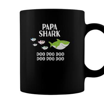 Mens Papa Shark Doo Doo Papa Gifts For Grandpa Fathers Day Coffee Mug - Seseable