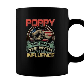 Mens Poppy The Man The Myth The Bad Influence American Flag Coffee Mug - Seseable