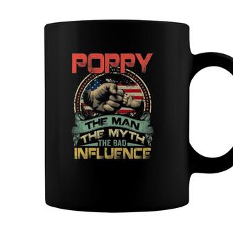 Mens Poppy The Man The Myth The Bad Influence American Flag Coffee Mug - Seseable