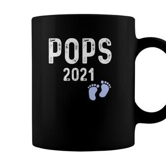 Mens Pops 2021 New Grandfather Baby Boy Feet Fathers Day Gift Coffee Mug - Seseable
