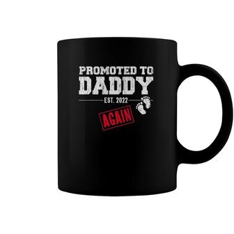 Mens Promoted To Daddy Again 2022 Dad Pregnancy Announcement Coffee Mug | Mazezy