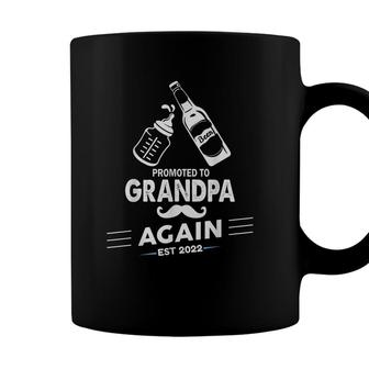 Mens Promoted To Grandpa Again 2022 Baby Pregnancy Announcement Coffee Mug - Seseable
