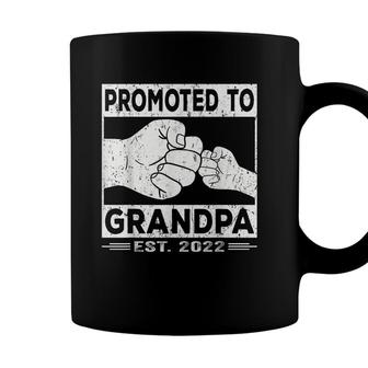 Mens Promoted To Grandpa Est 2022 Funny New First Grandfather Coffee Mug - Seseable