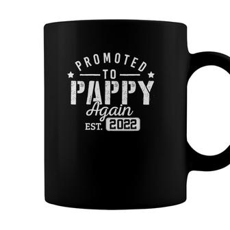 Mens Promoted To Pappy Again 2022 New Dad Soon To Be Grandpa Papa Coffee Mug - Seseable