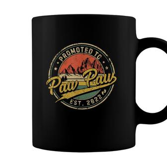 Mens Promoted To Paw Paw Est 2022 Retro New Grandpa First Grandpa Coffee Mug - Seseable