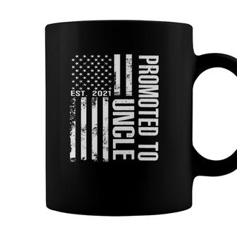 Mens Promoted To Uncle 2021 American Flag Cool S Fathers Day Coffee Mug - Seseable