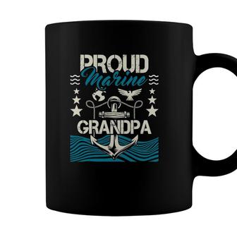 Mens Proud Marine Grandpa - Granddad Papa Pops Coffee Mug - Seseable