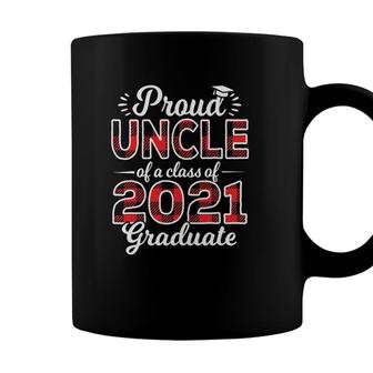 Mens Proud Uncle Of Class Of 2021 Graduate Senior 21 Red Plaid Coffee Mug - Seseable