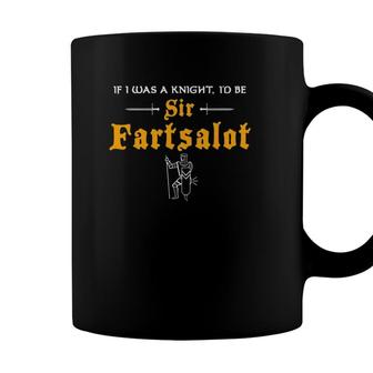 Mens Sir Fartsalot Funny Fathers Day Dad Farting Knight Coffee Mug - Seseable