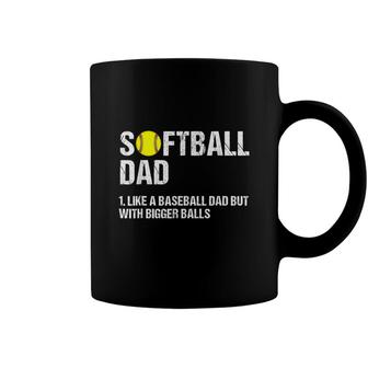 Mens Softball Dad Just Like A Baseball Dad But With Bigger Balls Coffee Mug - Seseable