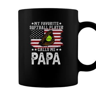 Mens Softball Papa My Favorite Softball Player Calls Me Papa Coffee Mug - Seseable