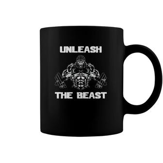 Mens Unleash The Beast Gorilla Body Building Motivation Gift Coffee Mug | Mazezy