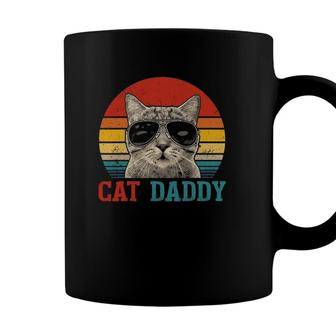 Mens Vintage Cat Daddy Best Cat Dad Ever Meowica Dad Fathers Day Coffee Mug - Seseable