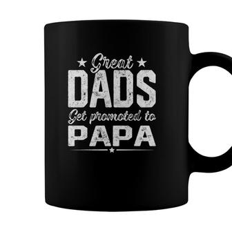 Mens Vintage Greatest Dads Get Promoted To Papa Fathers Day Coffee Mug - Seseable
