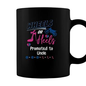 Mens Wheels Or Heels Promoted To Uncle Gender Reveal Party Coffee Mug - Seseable
