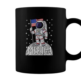 Merica 4Th Of July American Flag Patriotic Space Astronaut Coffee Mug - Seseable