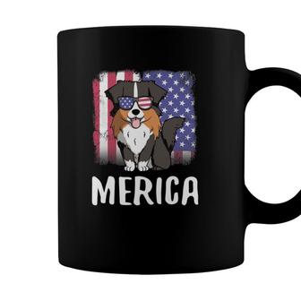 Merica Australian Shepherd Dog Usa American Flag 4Th Of July Coffee Mug - Seseable