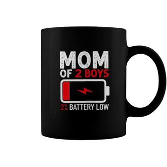 Mom Of 2 Boys 2 Percent Battery Low New Trend 2022 Coffee Mug - Seseable