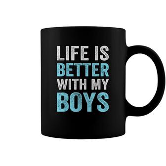 Mom Of Boys Life Is Better With My Boys Mothers Day Women Coffee Mug - Seseable