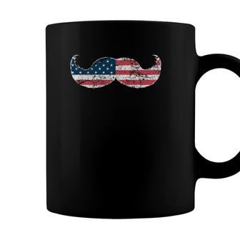 Mustache Silhouette American Flag Funny Usa July 4Th Coffee Mug - Seseable