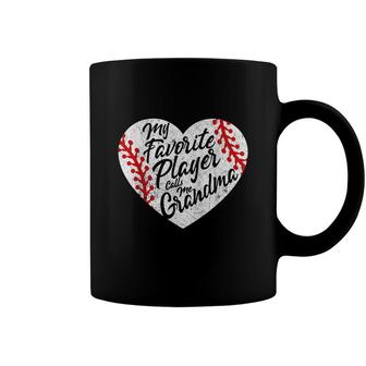 My Favorite Player Calls Me Grandma Baseball Heart Womens Coffee Mug | Seseable UK