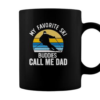 My Favorite Ski Buddies Call Me Dad Vintage Sunset Coffee Mug - Seseable